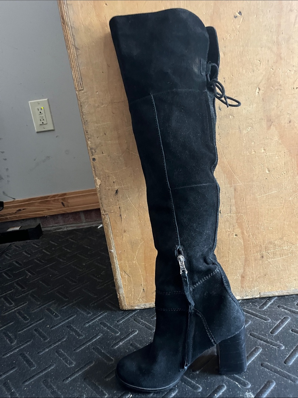 Steve Madden Black genuine Suede over the Knee Heeled Boots